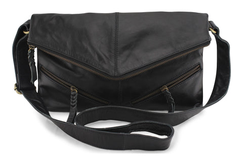 DINA LEATHER HANDBAG IN BLACK - PURE Accessories
