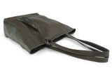 EMMA LEATHER HANDBAG IN OLIVE-GREY - PURE Accessories