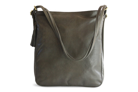 ISABEL LEATHER BACKPACK IN OLIVE GREY - PURE Accessories