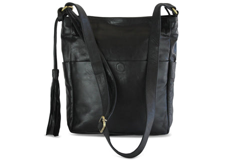 JADE LEATHER HANDBAG IN BLACK - PURE Accessories