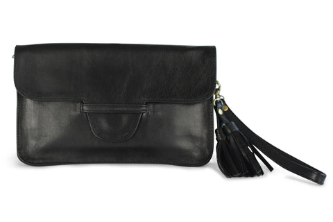 JANE LEATHER CLUTCH IN BLACK - PURE Accessories