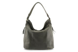 LOLA HOBO LEATHER HANDBAG IN OLIVE-GREY - PURE Accessories