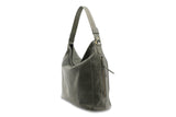 LOLA HOBO LEATHER HANDBAG IN OLIVE-GREY - PURE Accessories