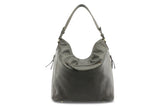 LOLA HOBO LEATHER HANDBAG IN OLIVE-GREY - PURE Accessories
