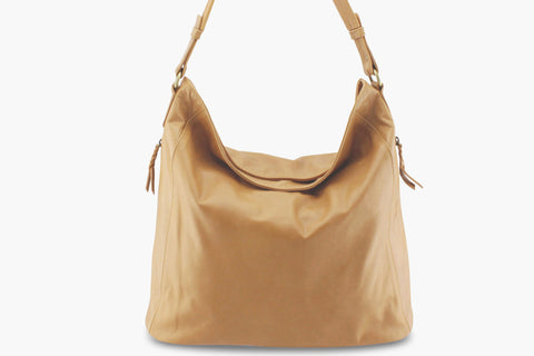 LOLA HOBO LEATHER HANDBAG IN TAN - PURE Accessories