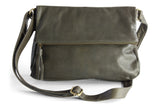 LOUISE LEATHER HANDBAG IN OLIVE GREY - PURE Accessories