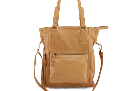 DANIELLE LEATHER HANDBAG IN TAN - PURE Accessories