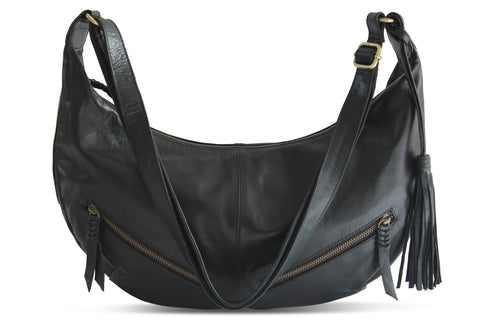 VANESSA LEATHER HANDBAG IN BLACK - PURE Accessories