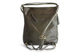 ISABEL LEATHER BACKPACK IN OLIVE GREY - PURE Accessories