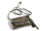 JANE LEATHER CLUTCH IN OLIVE GREY - PURE Accessories