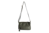 LOUISE LEATHER HANDBAG IN OLIVE GREY - PURE Accessories